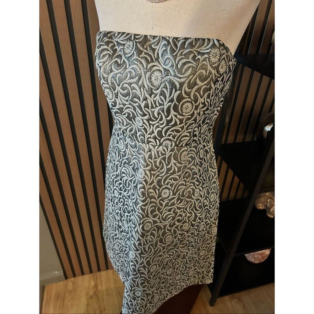 THE LIMITED Women's Silver Gray Brocade Bubble Strapless Dress Size 6 nye dress
